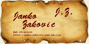 Janko Zaković vizit kartica